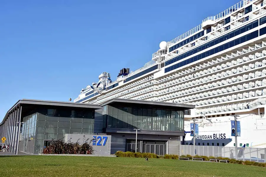 Docked cruise ship at Pier 27