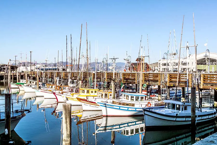 Boats docked at Fisherman's Wharf