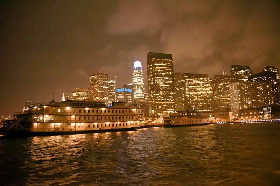 Winter storm over San Francisco at dusk