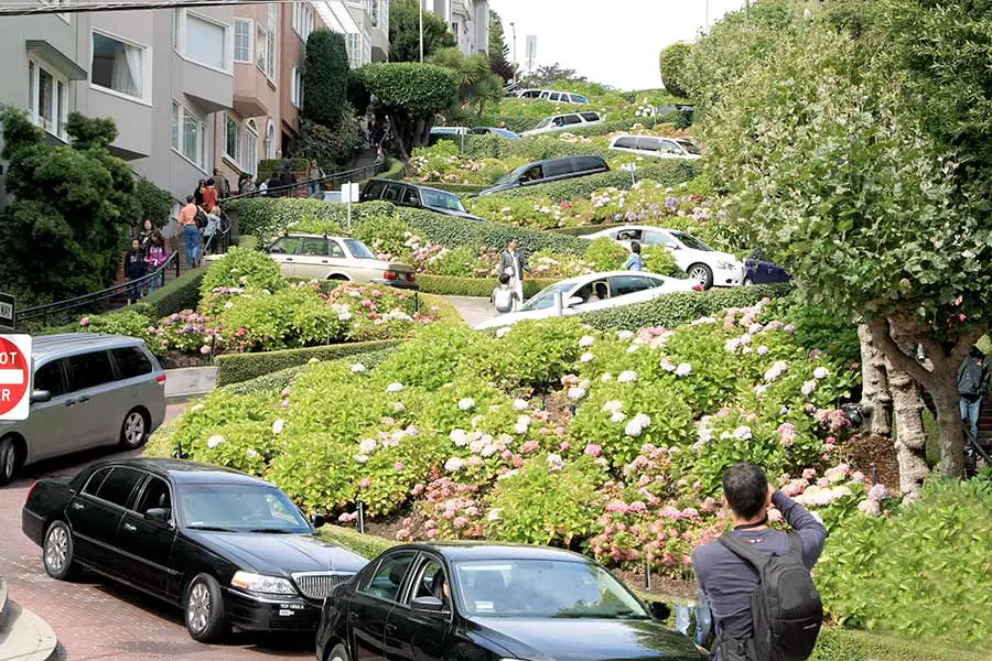 Bumper to bumper cars on Lombard street