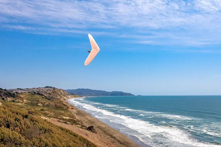 Hang-glider at Fort Funston, one of the best spots in the country to hang-glide