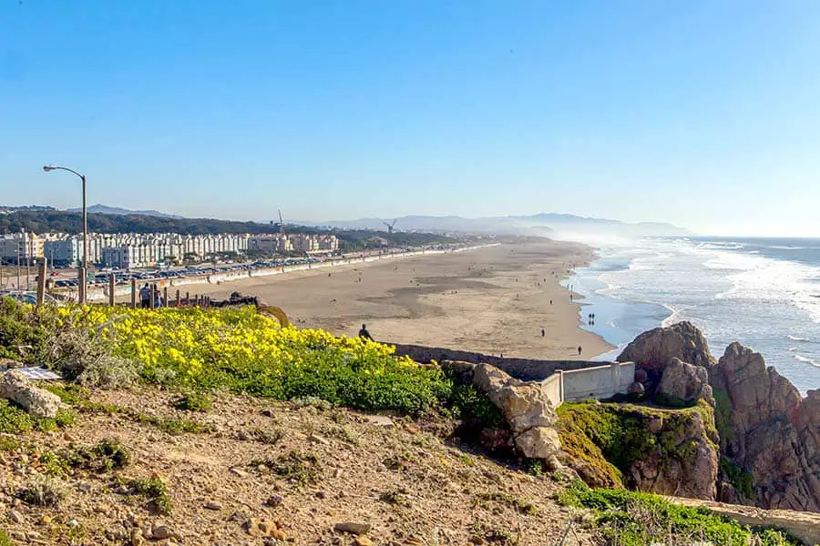 Panoramic view of Ocean Beach and coastline