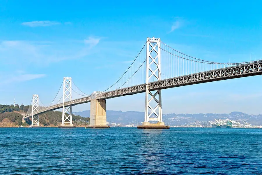 Blue water with bridge in California