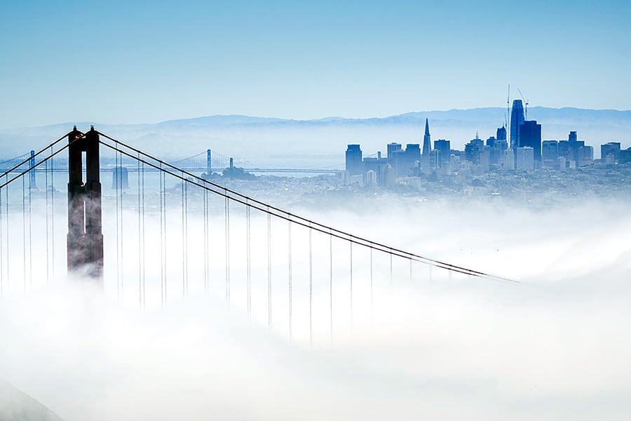 Fog partially covering San Francisco