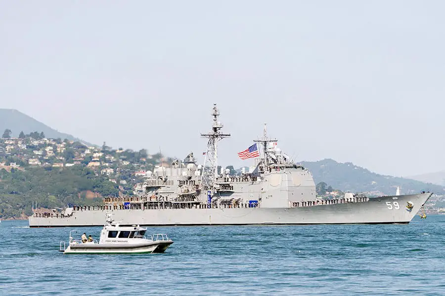 US Navy ship on water