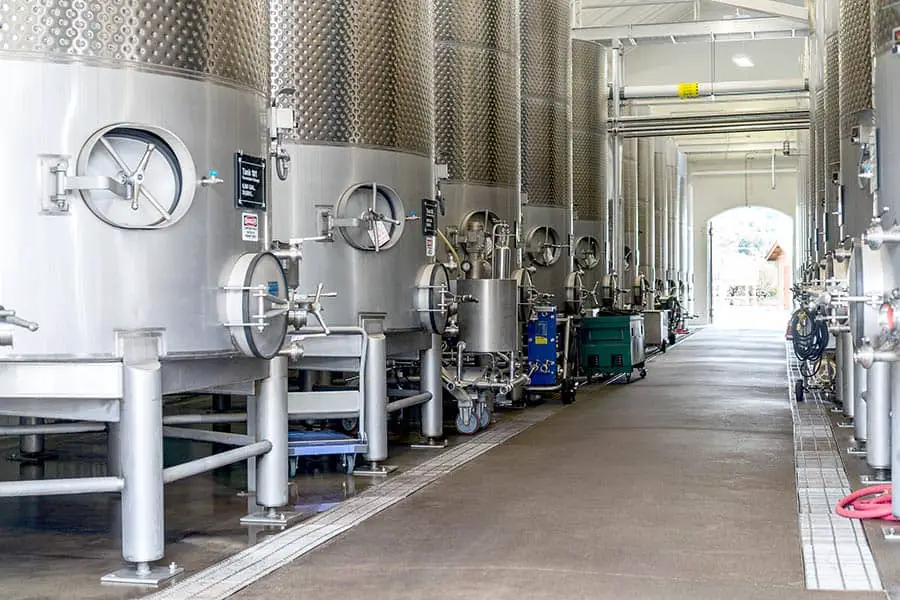 Wine vats inside a Napa Valley winery