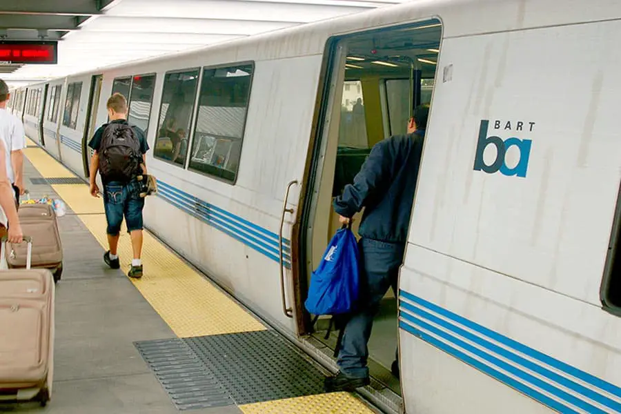 People exiting from transit train