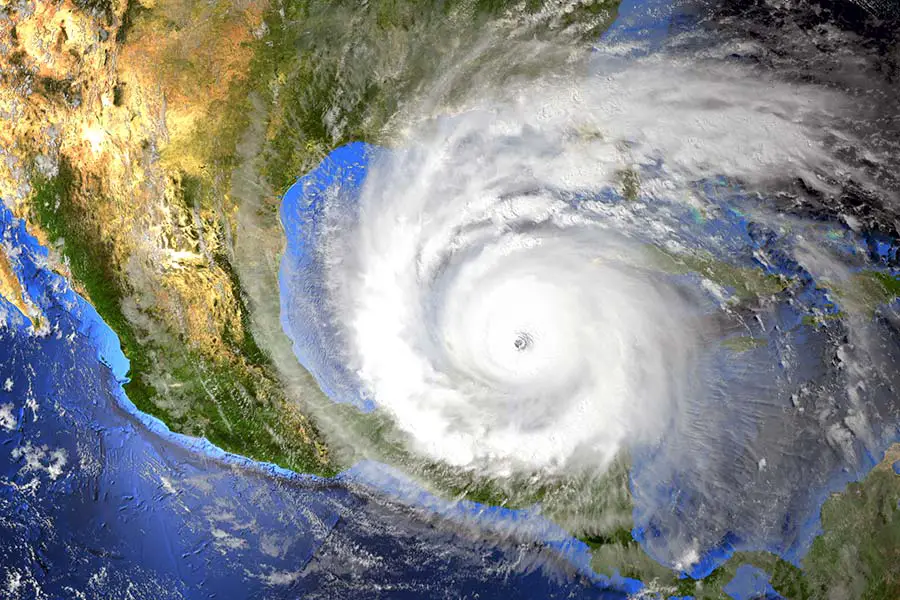 Aerial view of a hurricane