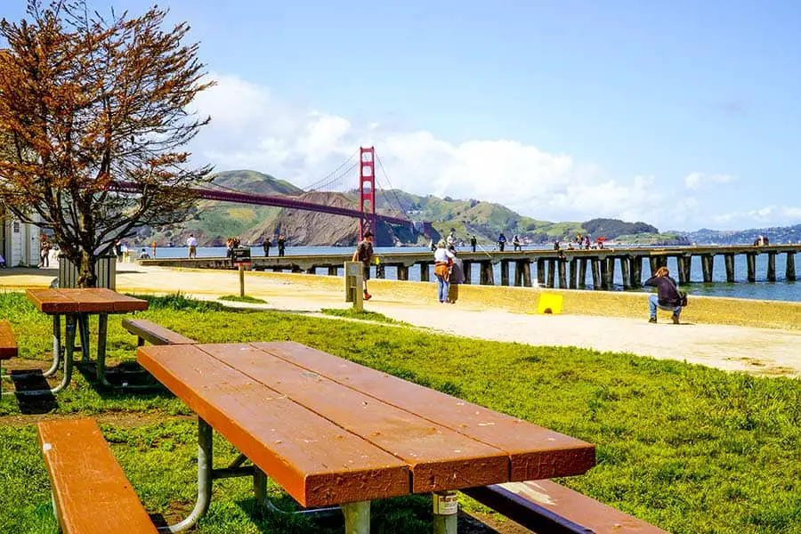 Picnic tables at Crissy Field