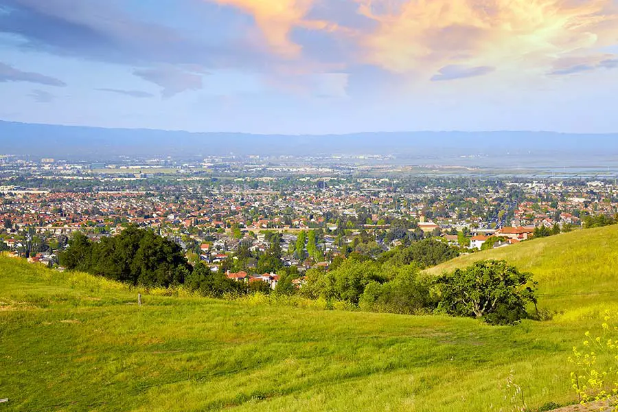 View looking over Silicon Valley on a sunny day