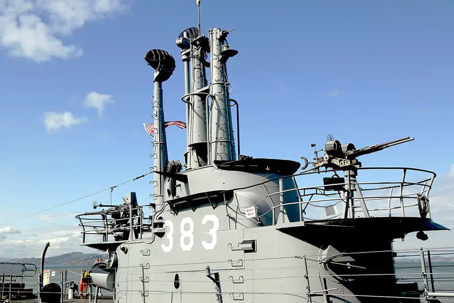 USS Pampanito showing the fifty caliber deck gun