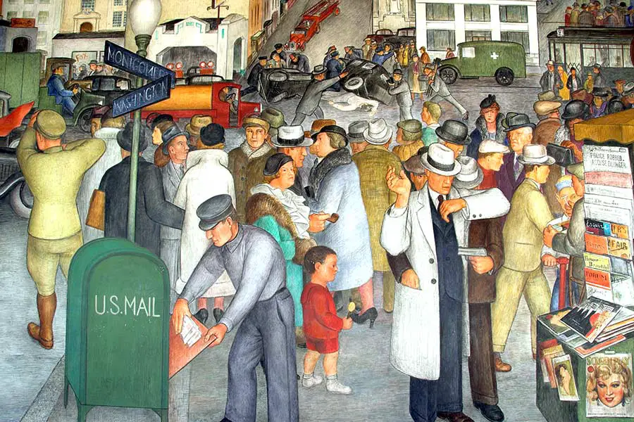 Large mural in Coit Tower