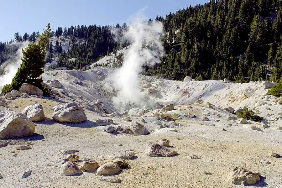Steam rising from geothermal vents